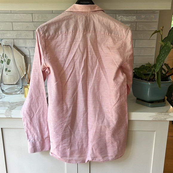 EUC Ted Baker linen blend button front light pink modern fit shirt - Picture 7 of 8